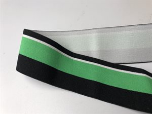 Blød elastik - flot grøn med striber, 35 mm